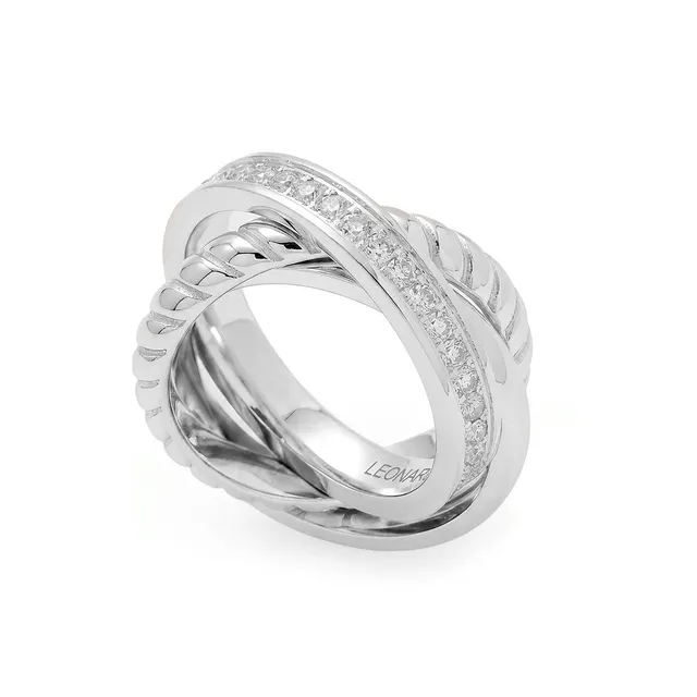 leonardo-vera-20-bague-triple-acier-zirconia-argent image 1