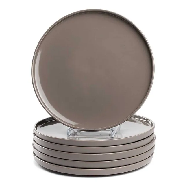 leonardo-roma-assiette-c-ramique-27-cm-taupe-lot-de-6-micro-ondes image 1