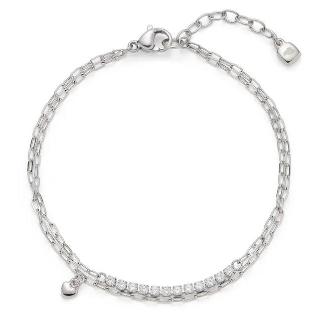 leonardo-tini-bracelet-acier-coeur-zirconia image 1