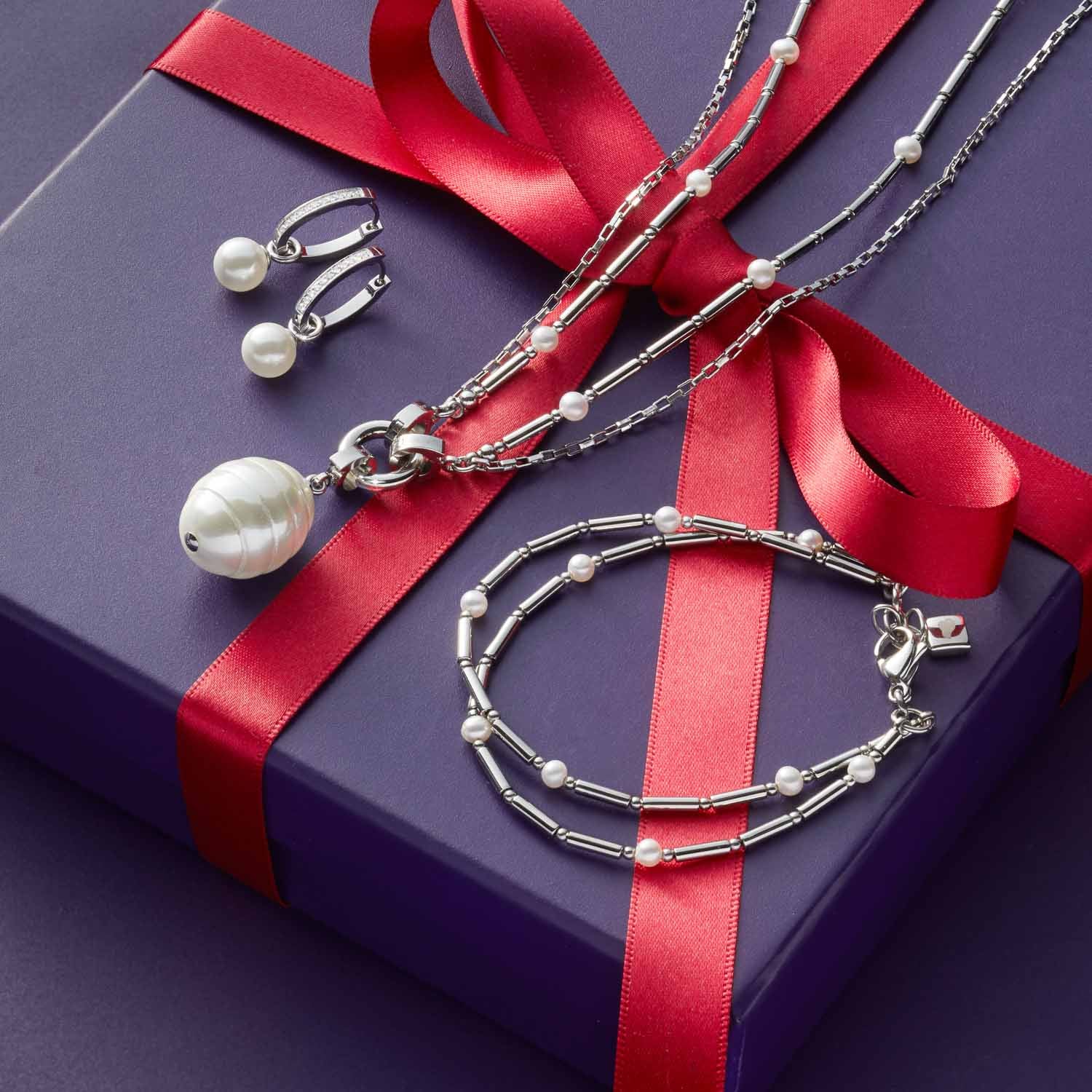 leonardo-mirella-bracelet-acier-perles-eau-douce-argent image 5