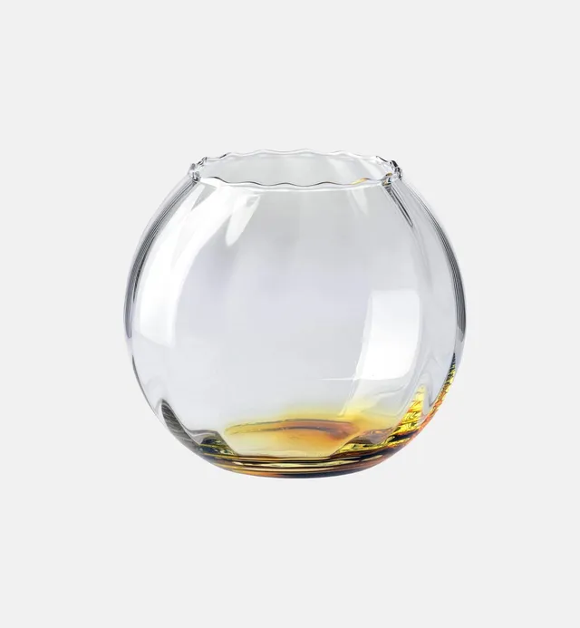 krosno-vase-verre-ambr-15-5-cm-base-miel-stri-e image 1
