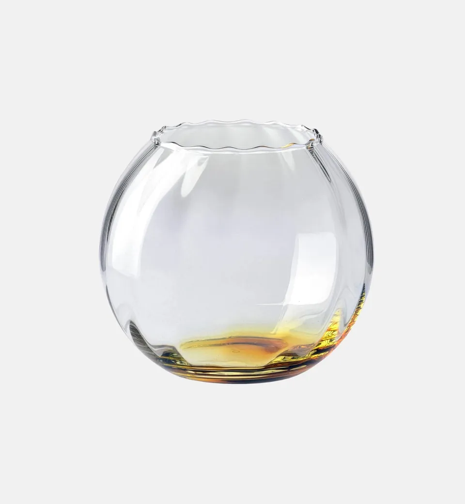 krosno-vase-verre-ambr-15-5-cm-base-miel-stri-e image 1