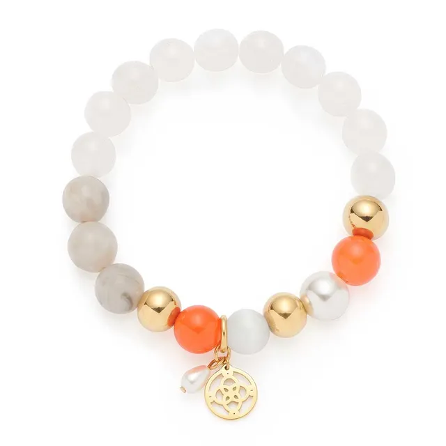 leonardo-solera-bracelet-dor-blanc-perles-lastique image 1