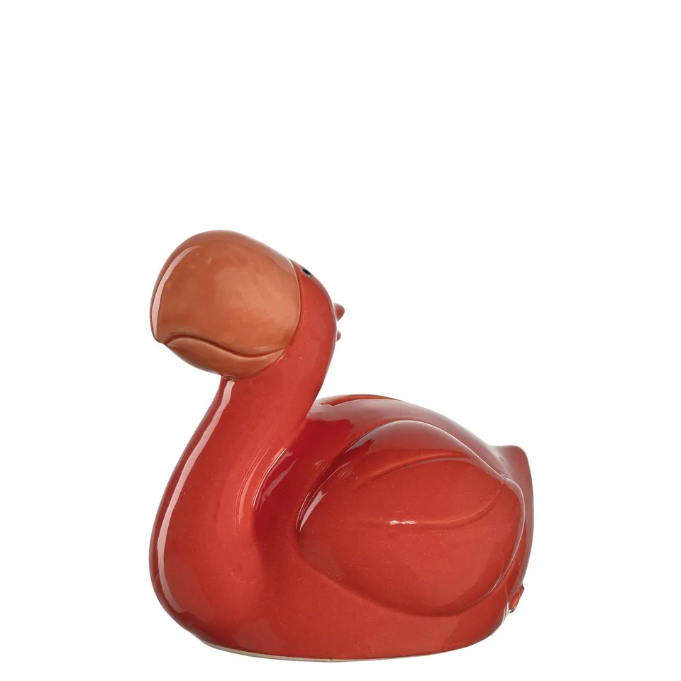 leonardo-bambini-tirelire-flamant-rose-12-cm-rouge-verre image 1
