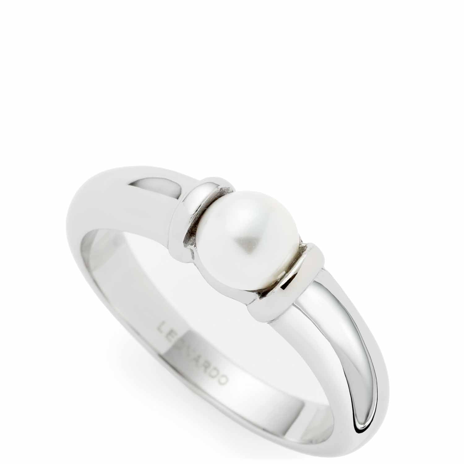 leonardo-almina-bague-perle-taille-17-acier-argent image 1