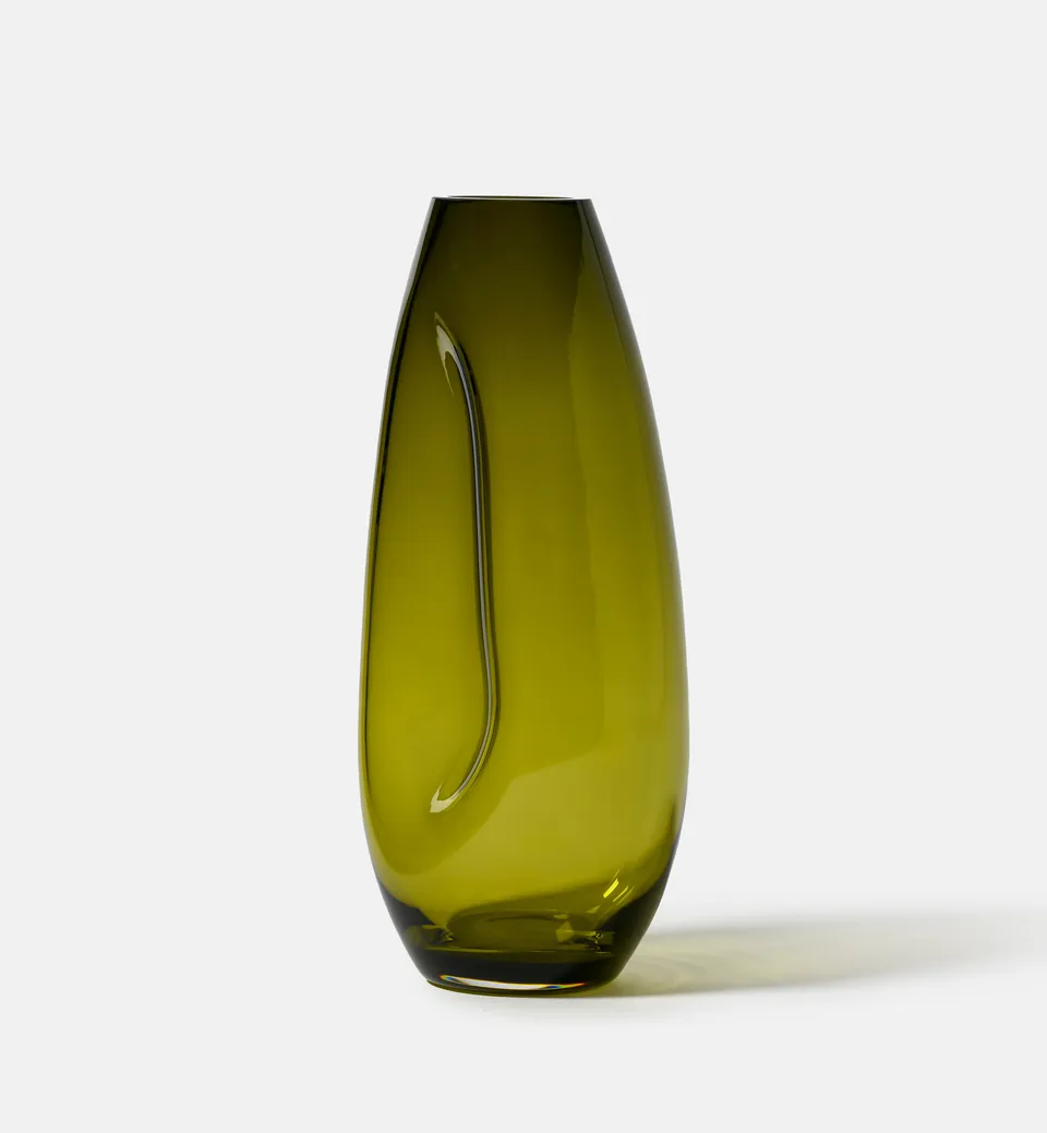 krosno-flow-oliwka-32-cm-vase-cristal-vert-olive image 1