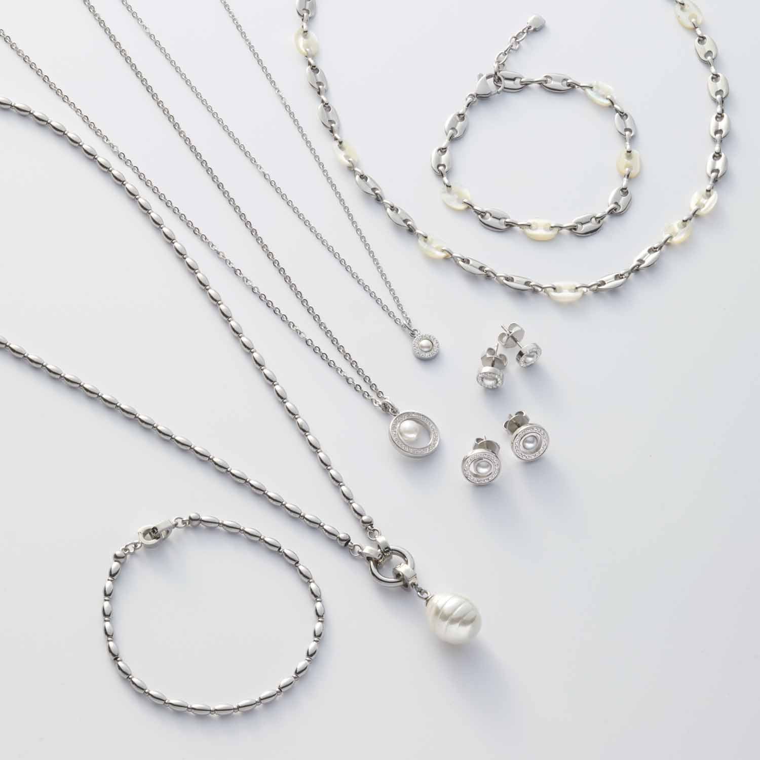 leonardo-lindi-collier-nacre-45-cm-acier-argent image 4