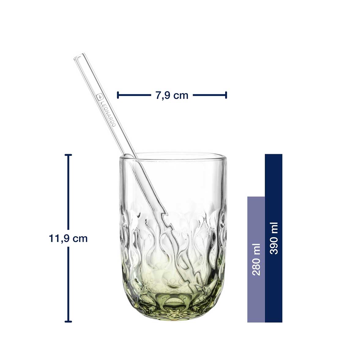 leonardo-gocce-verre-matcha-latte-lot-4-paille-vert image 3