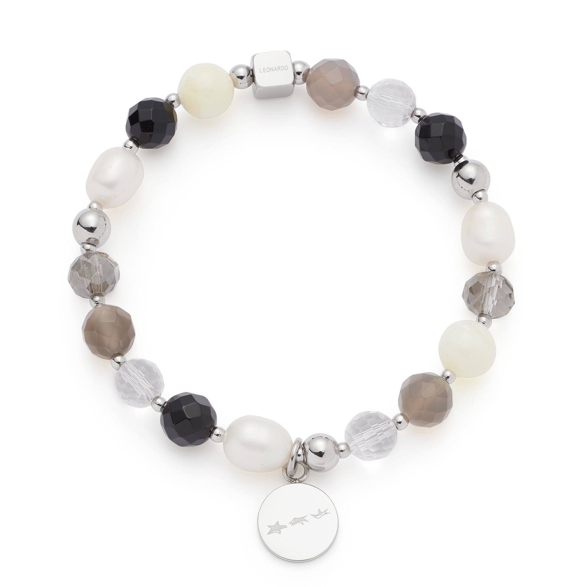 leonardo-hope-bracelet-perles-gris-argent-lastique image 1
