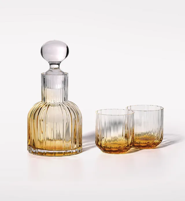 krosno-marsza-kowska-carafe-eau-ambre-2-verres image 1