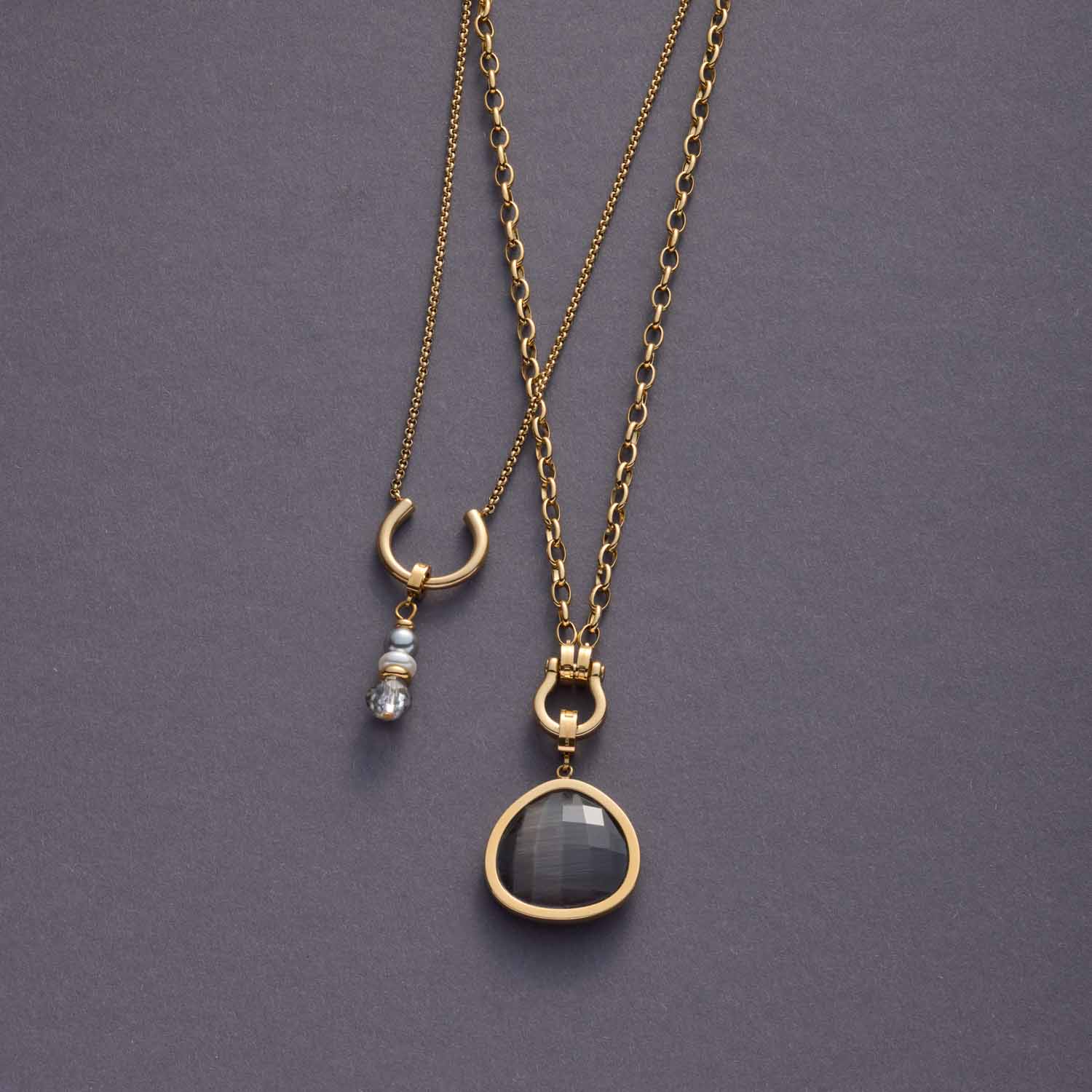 leonardo-mina-clip-mix-pendentif-dor-pierre-grise-m image 5