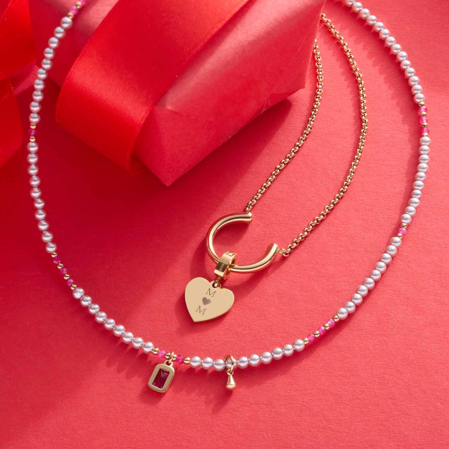 leonardo-ciao-pinky-collier-dor-perles-roses-42-cm image 8