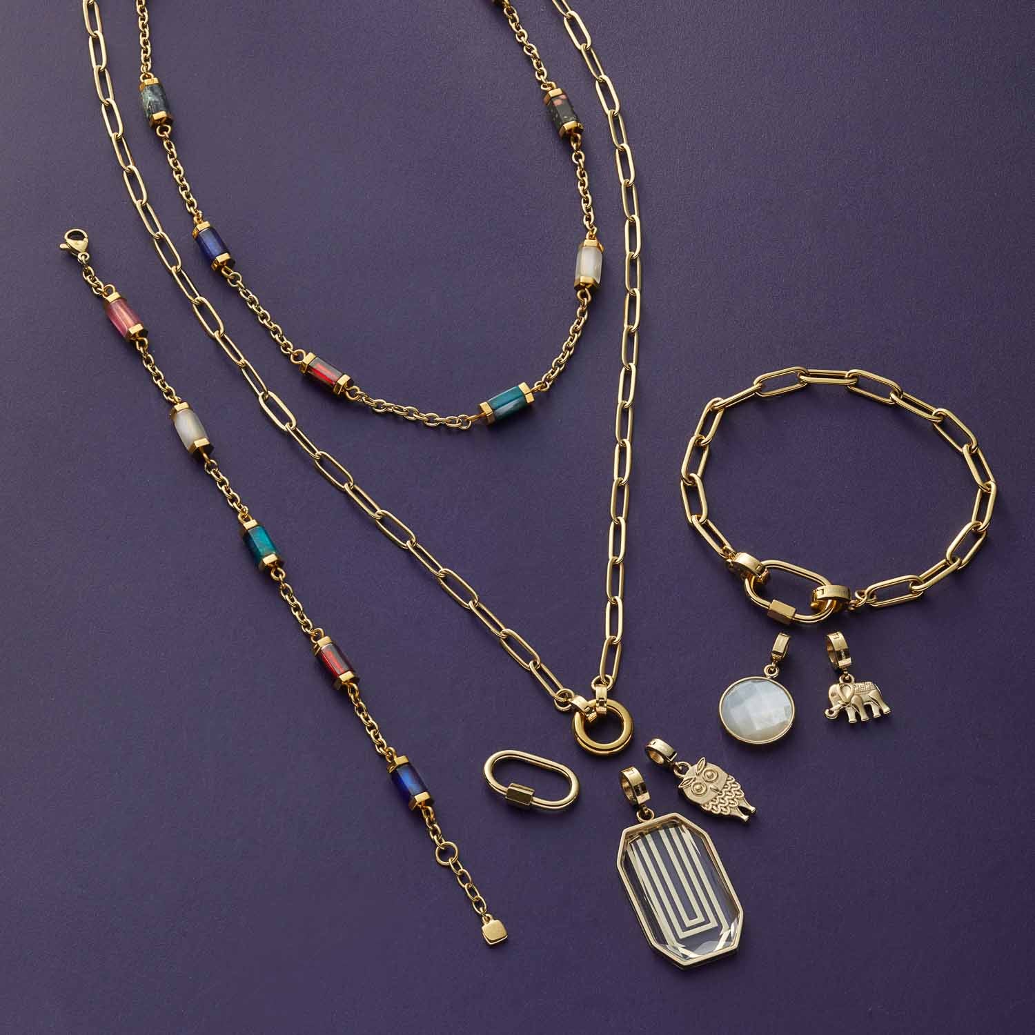 leonardo-clip-mix-moda-80-cm-collier-dor-maillons-trombone image 5