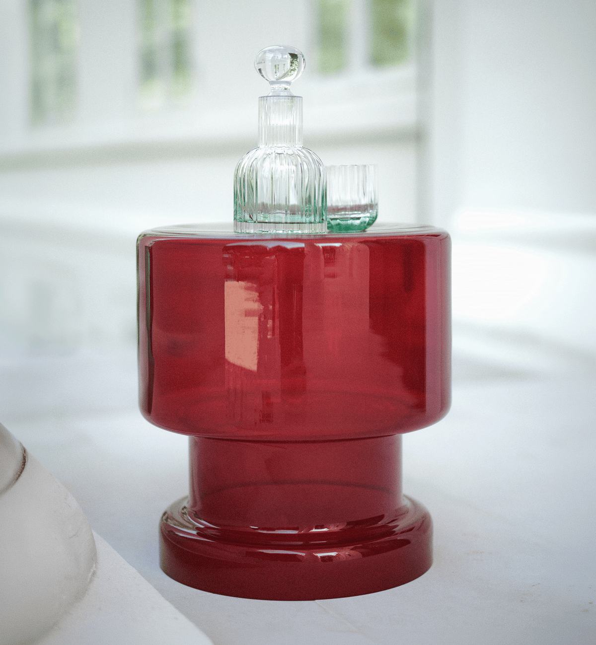 krosno-01-table-basse-verre-rouge-rubis-cristal image 2