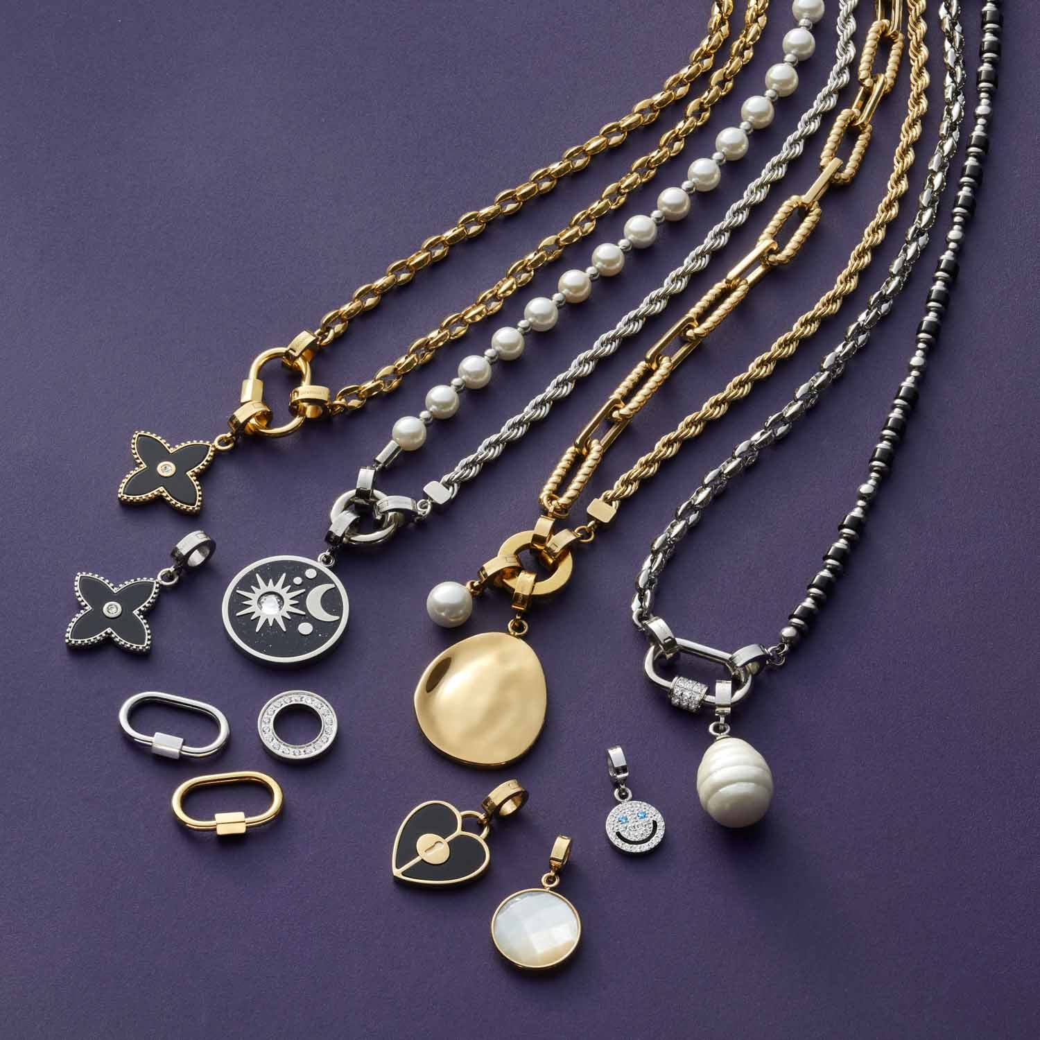 leonardo-clip-mix-coco-pendentif-dor-perle-blanche-acier image 5