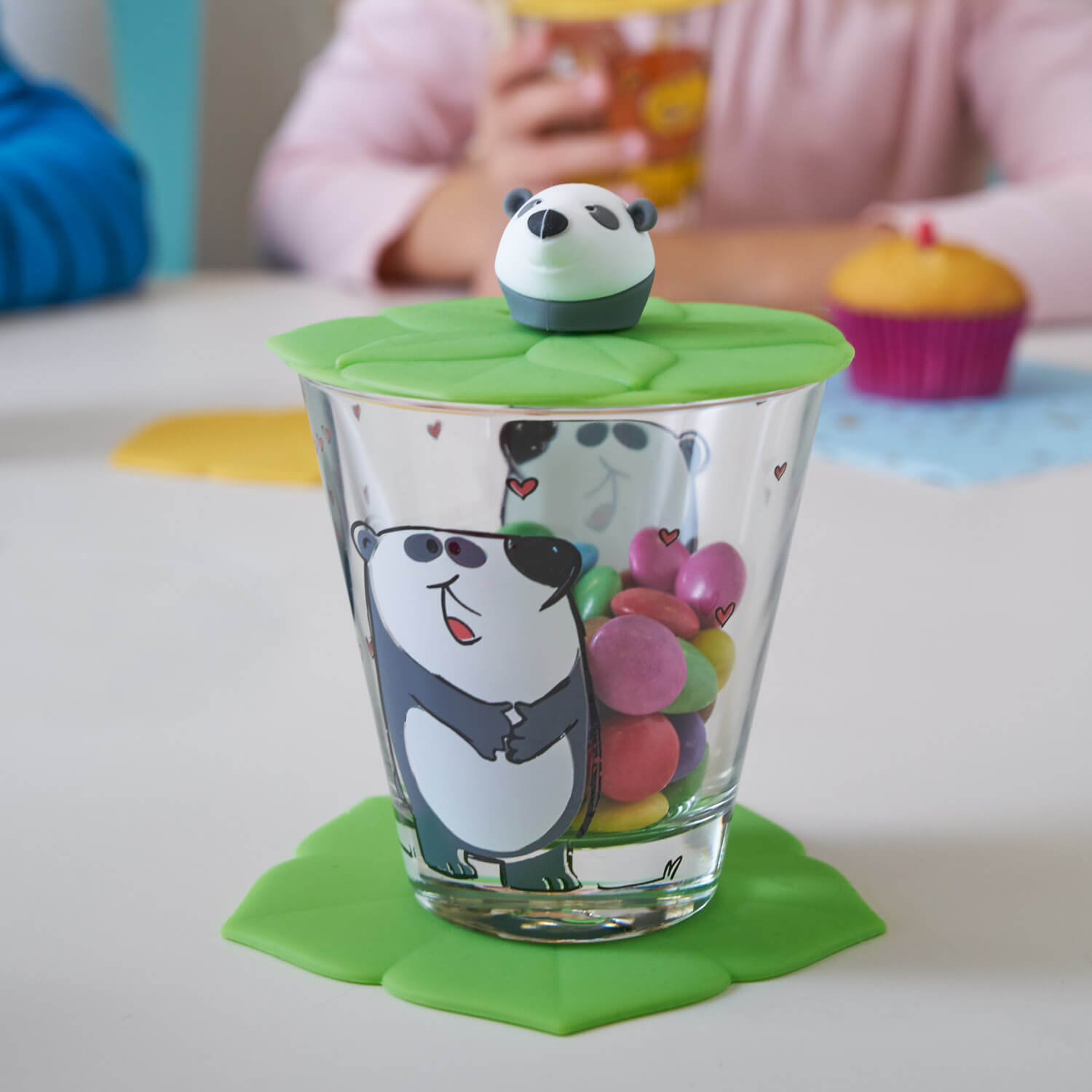 leonardo-bambini-couvercle-verre-panda-vert-9-cm-paille image 3