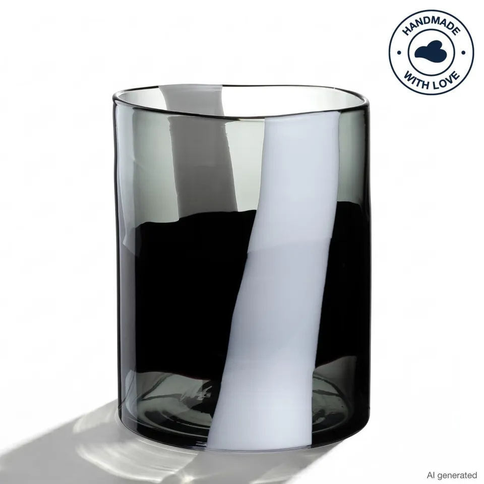 leonardo-banda-nera-vase-26-cm-noir-verre-fait-main image 1