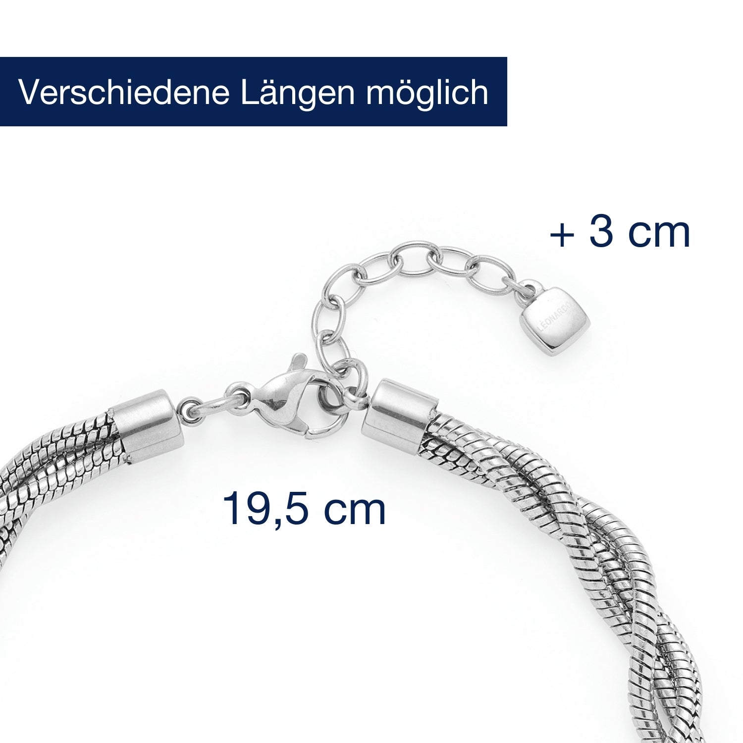leonardo-sue-bracelet-acier-argent-cha-ne-serpent-r-glable image 3
