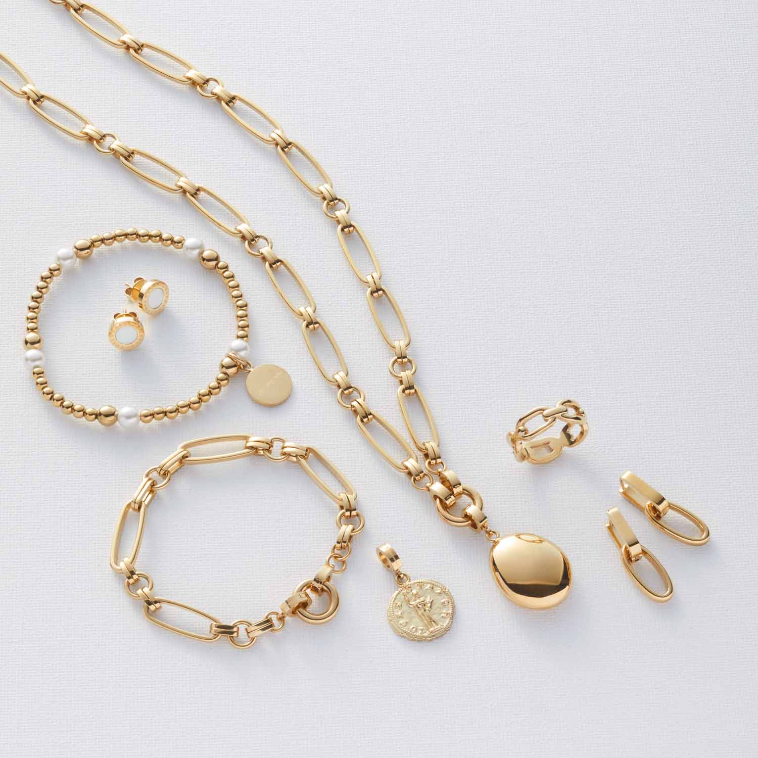 leonardo-mathilde-bracelet-perles-blanches-lastique-dor image 3