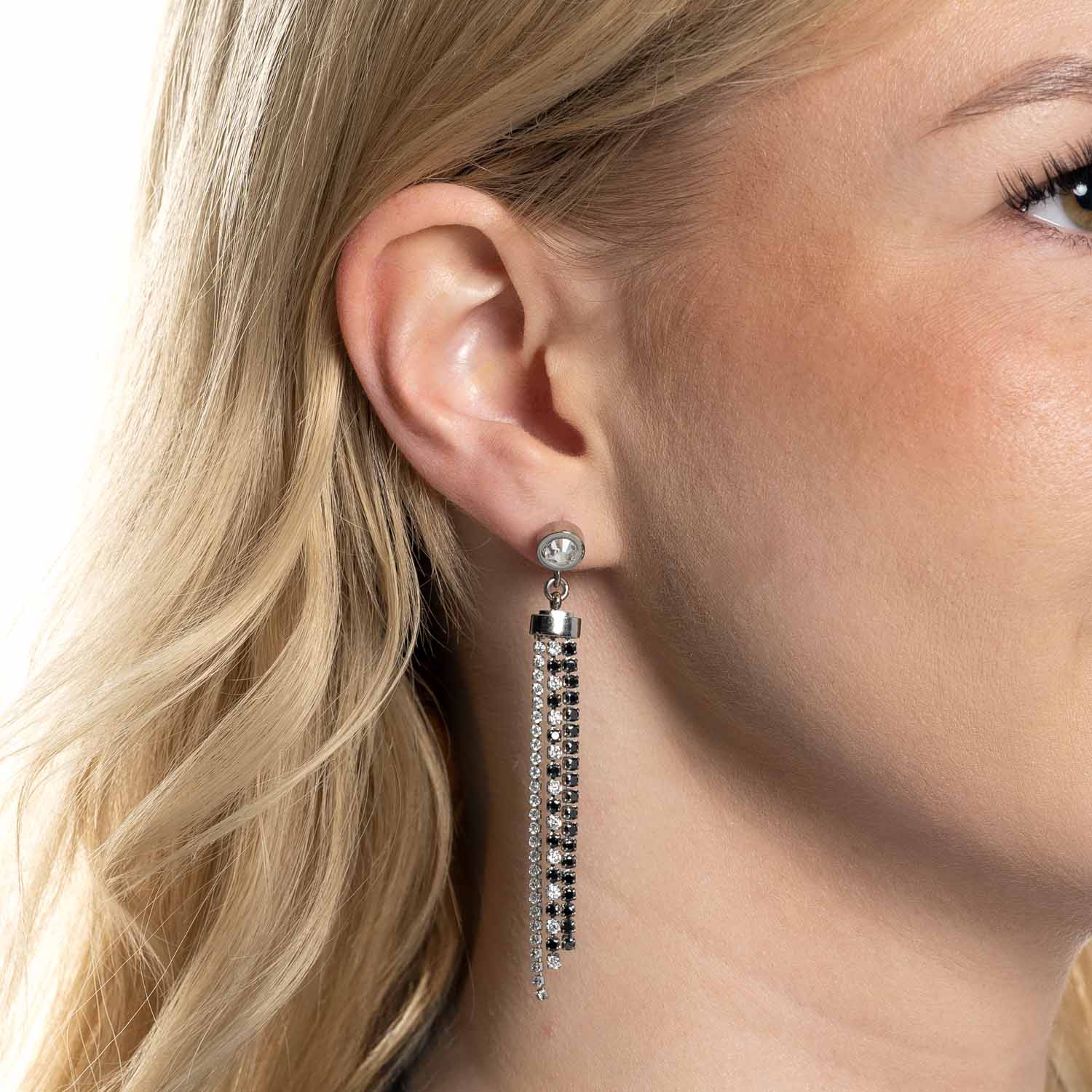 leonardo-atura-clous-d-oreilles-solitaire-zirconia-noir-argent image 3