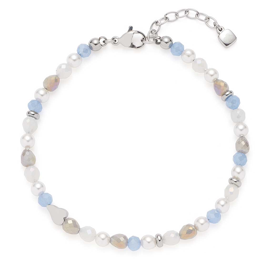 leonardo-franzi-bracelet-perles-bleues-acier-femme image 1