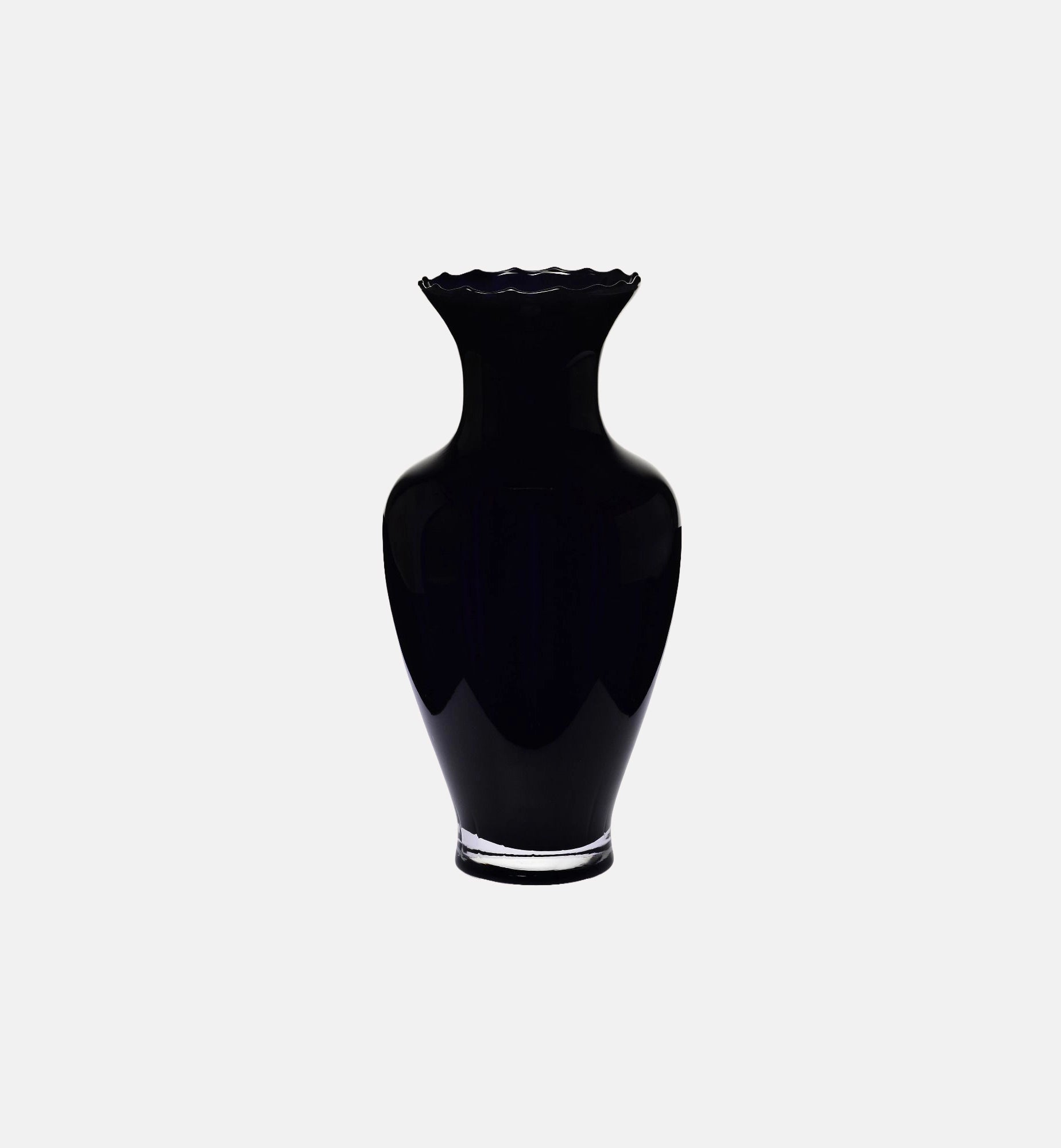 krosno-vase-noir-en-verre-42-cm-amphore-stri-e-fleurs image 1