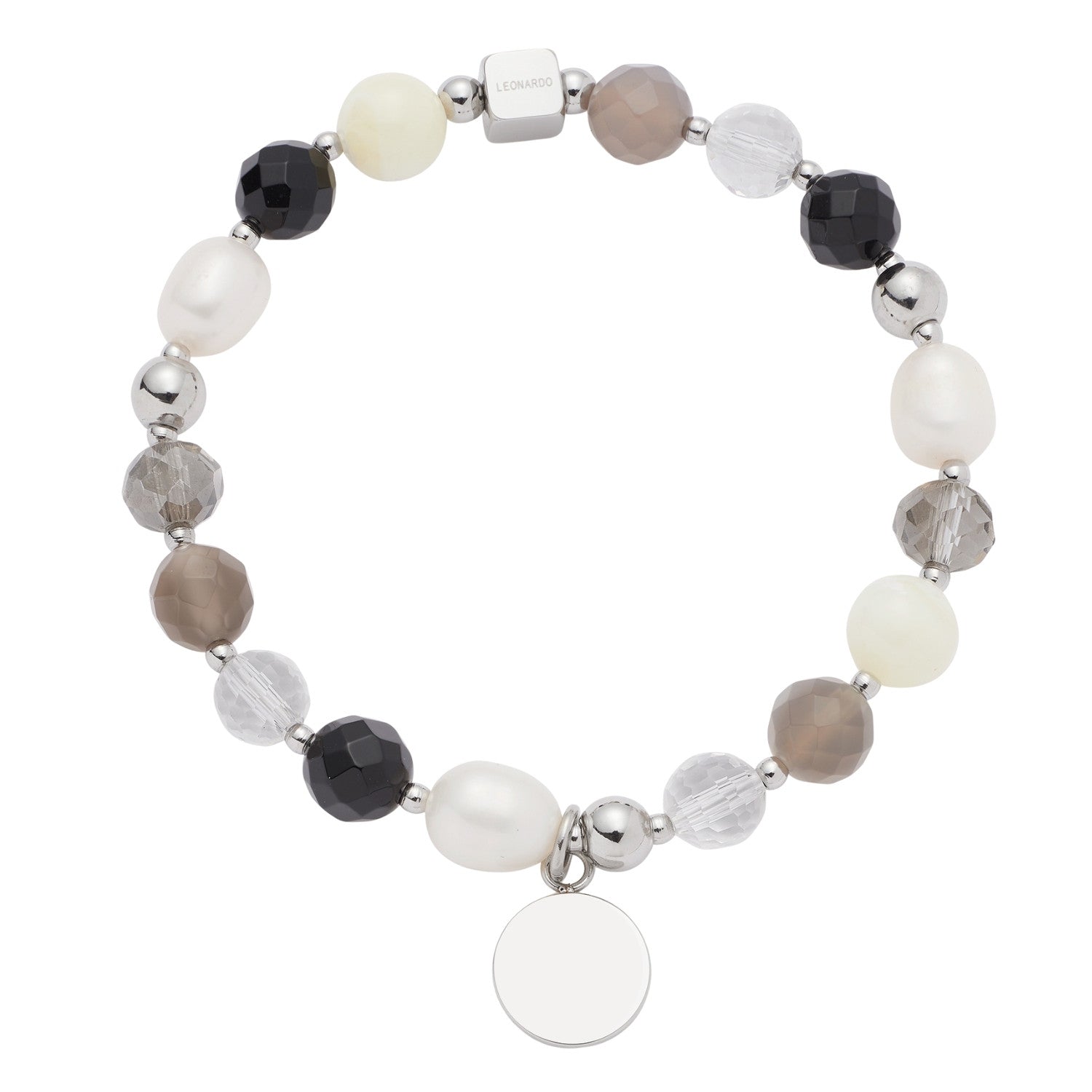 leonardo-hope-bracelet-argent-gris-gravure-perles-eau-douce image 2