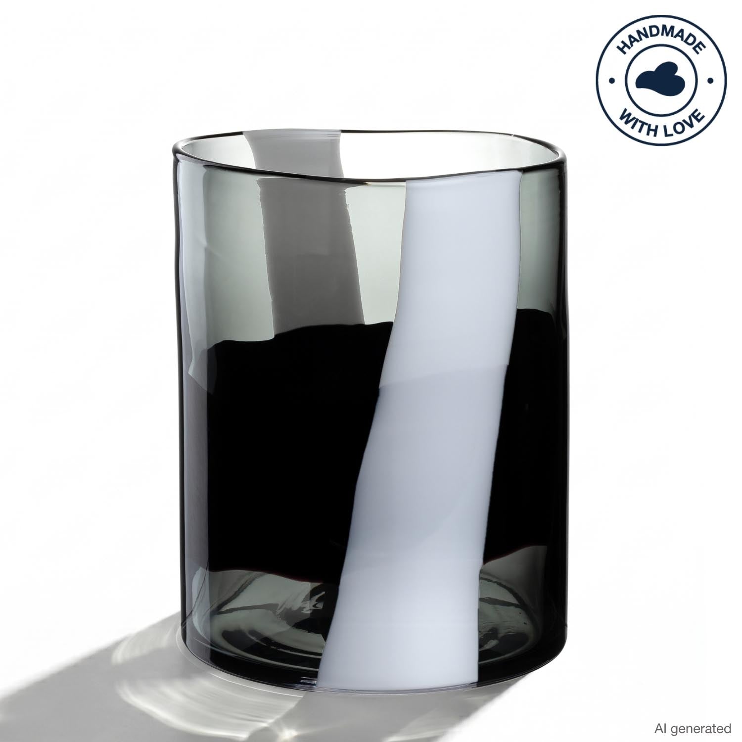 leonardo-banda-nera-vase-26-cm-noir-verre-fait-main image 1