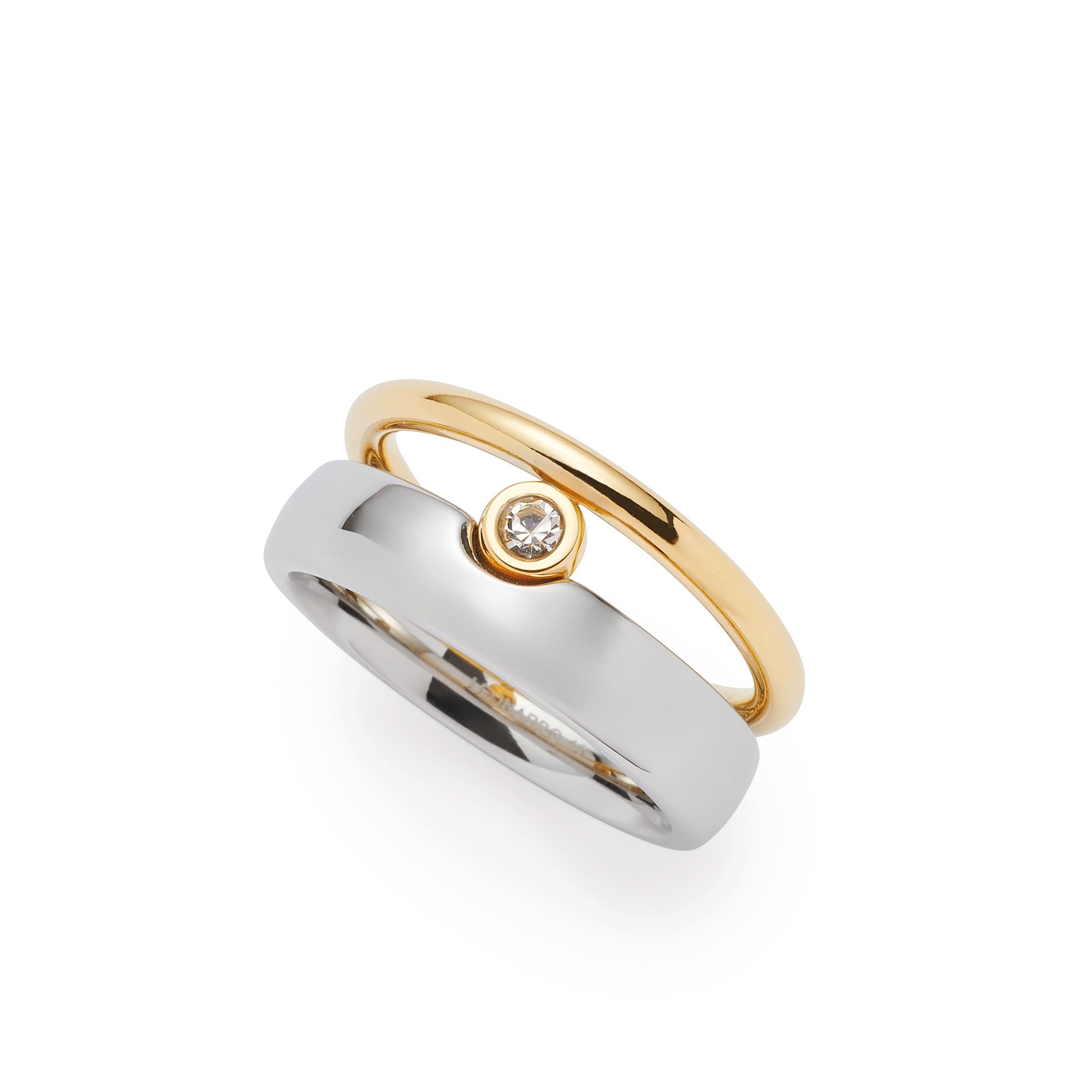 leonardo-claire-bague-21-bicolore-argent-dor-zircon image 1