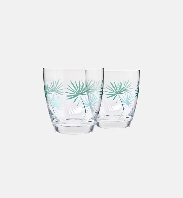 krosno-palms-verre-eau-370-ml-motif-palmier-vert image 1