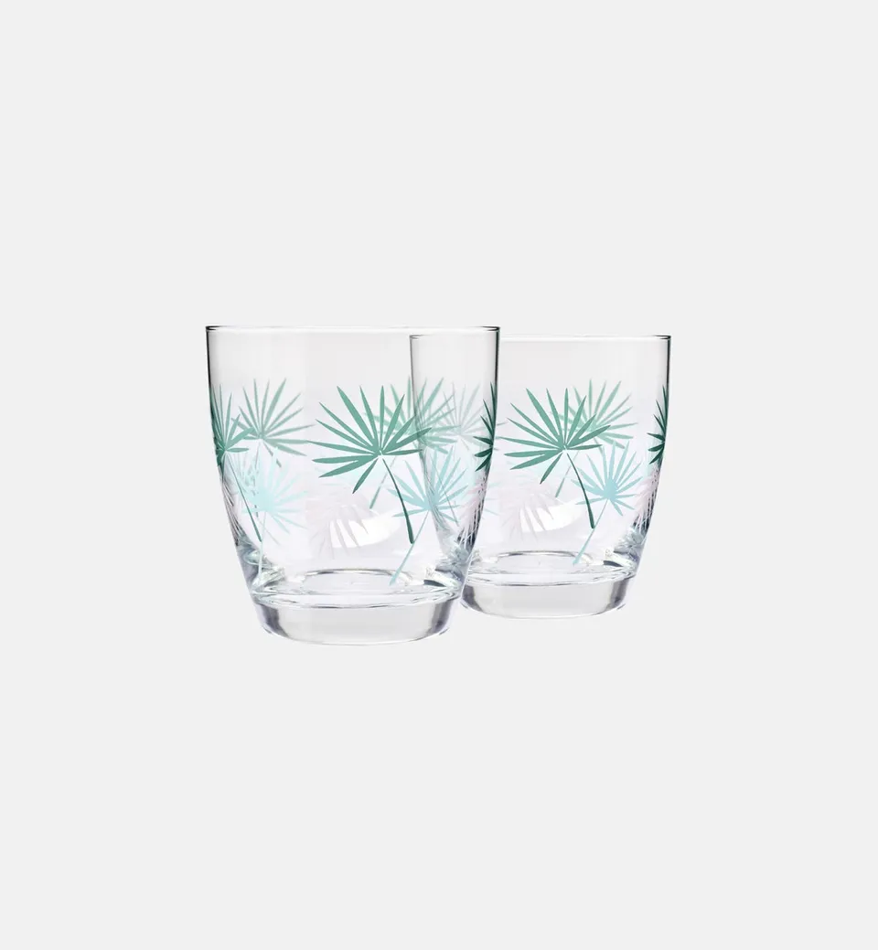 krosno-palms-verre-eau-370-ml-motif-palmier-vert image 1