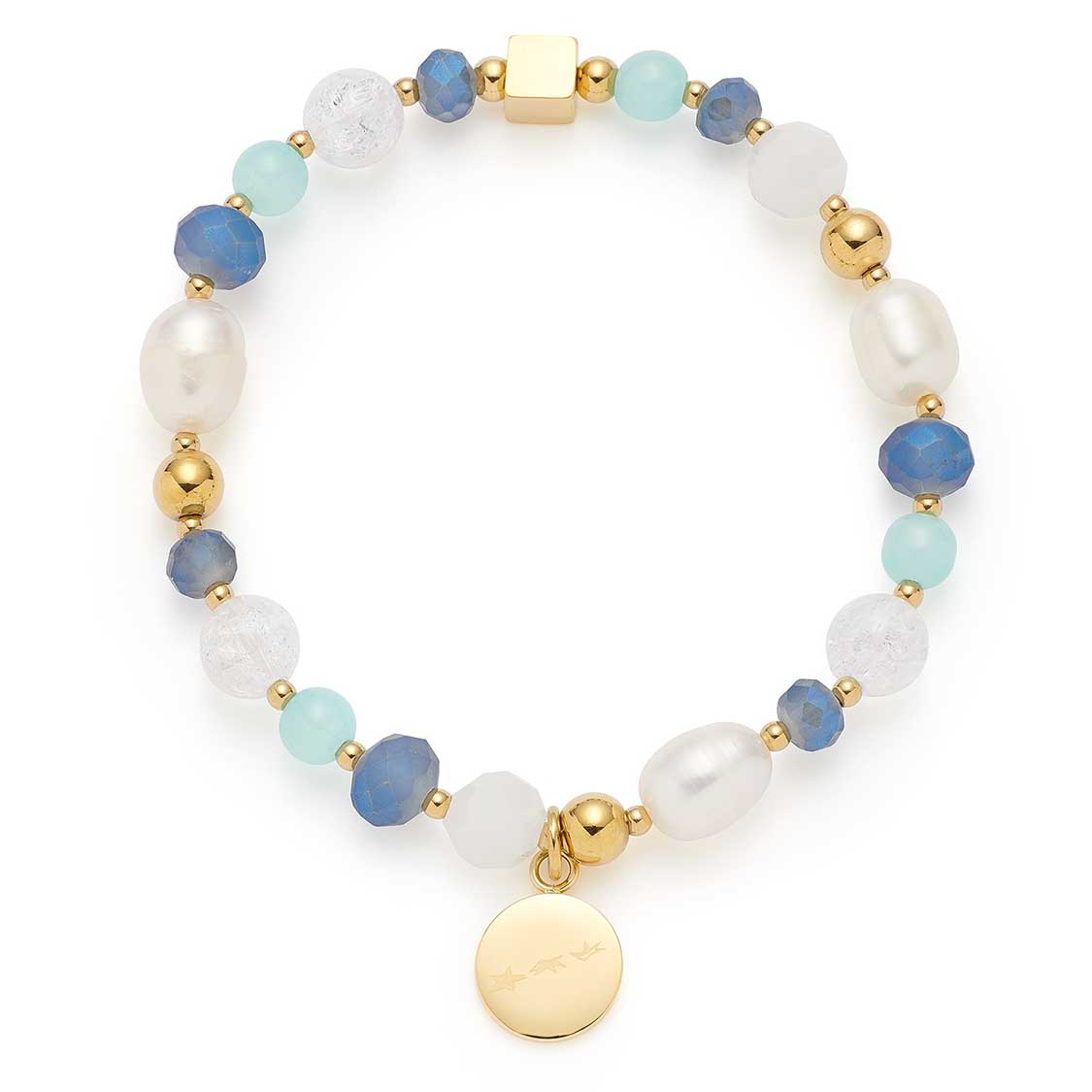 leonardo-hope-bracelet-dor-bleu-perle-lastique image 1