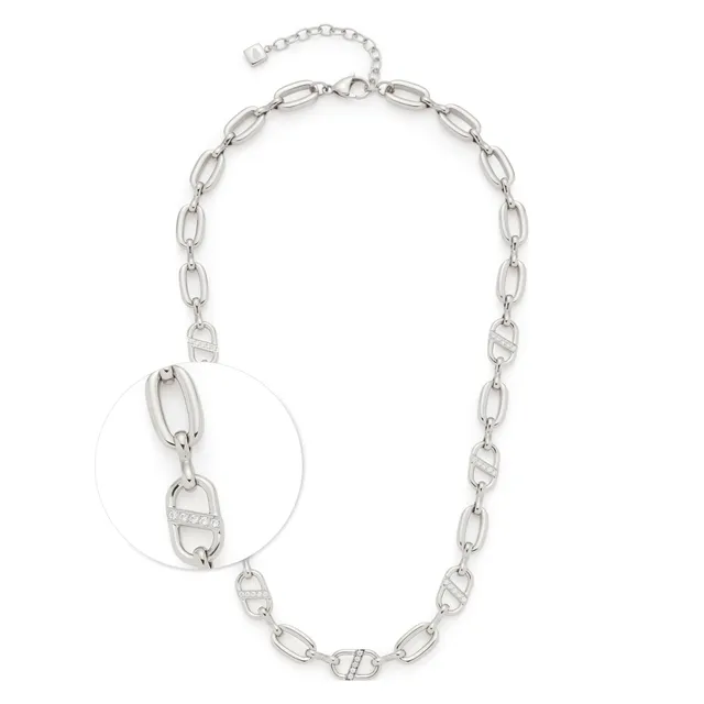 leonardo-narea-collier-argent-45-cm-maille-zirconia image 1