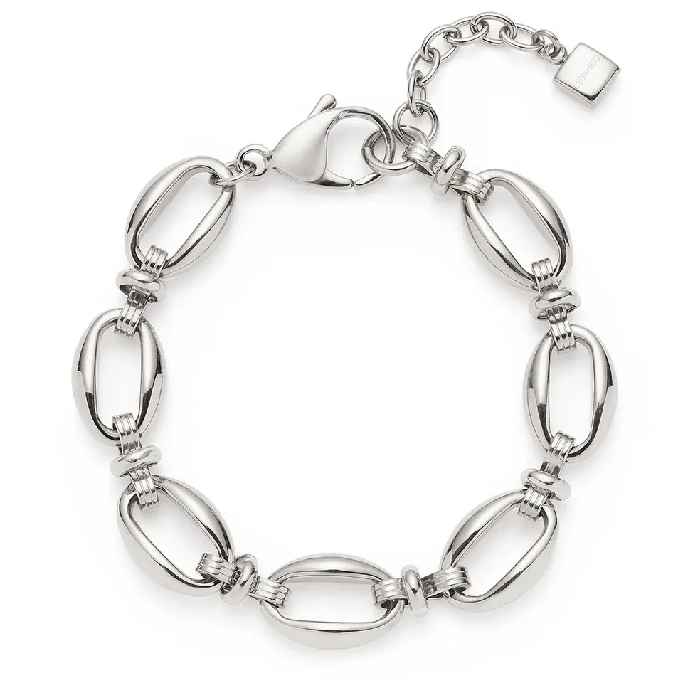 leonardo-andrea-bracelet-acier-argent-maillons-ovales image 1