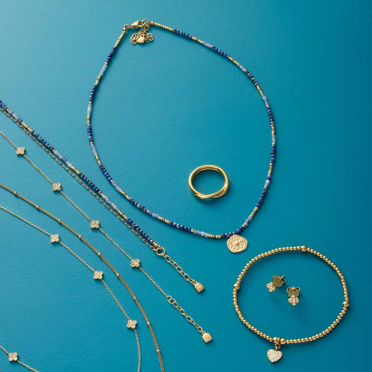 leonardo-rose-collier-dor-42-cm-pierres-bleues-m-daille image 6