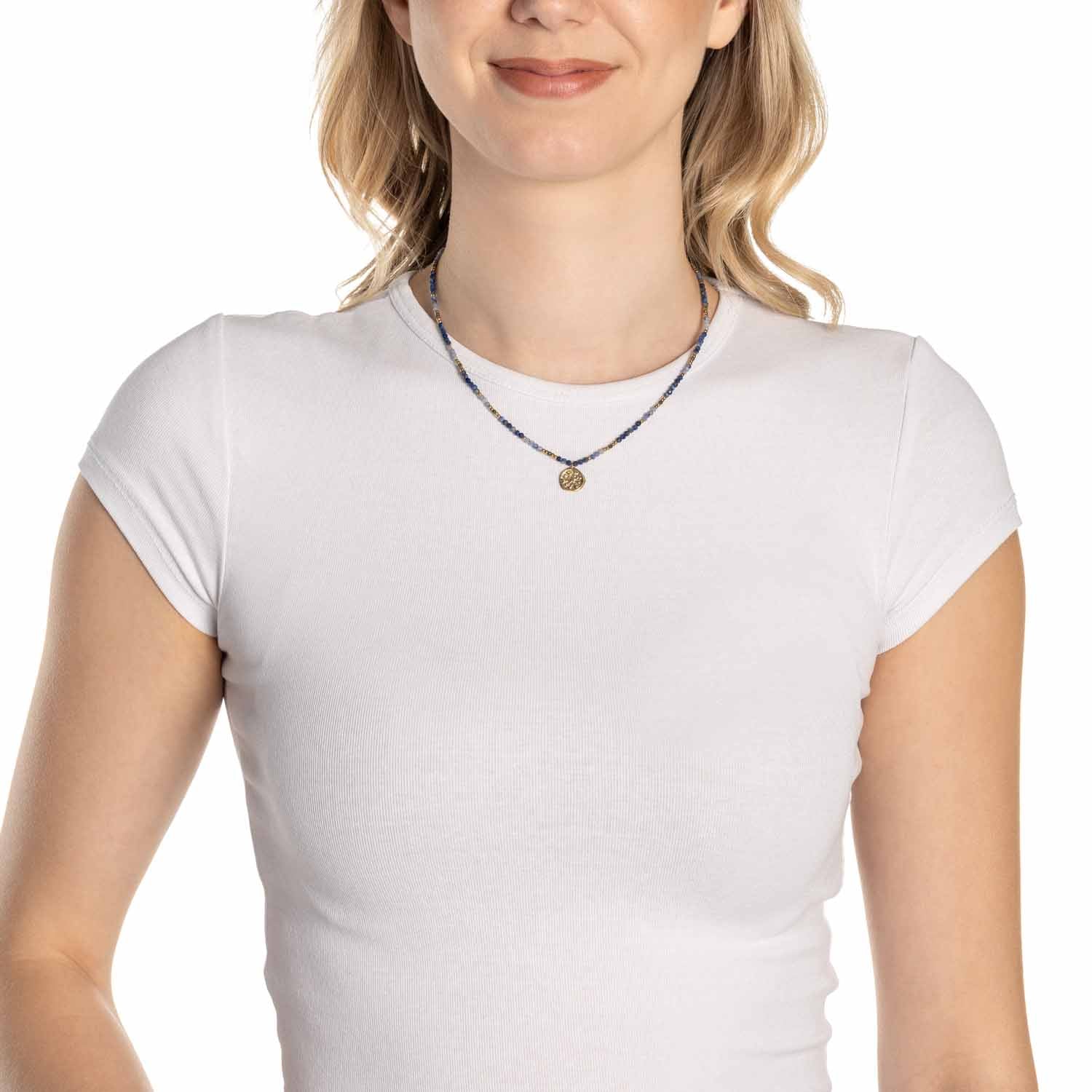 leonardo-rose-collier-dor-42-cm-pierres-bleues-m-daille image 4