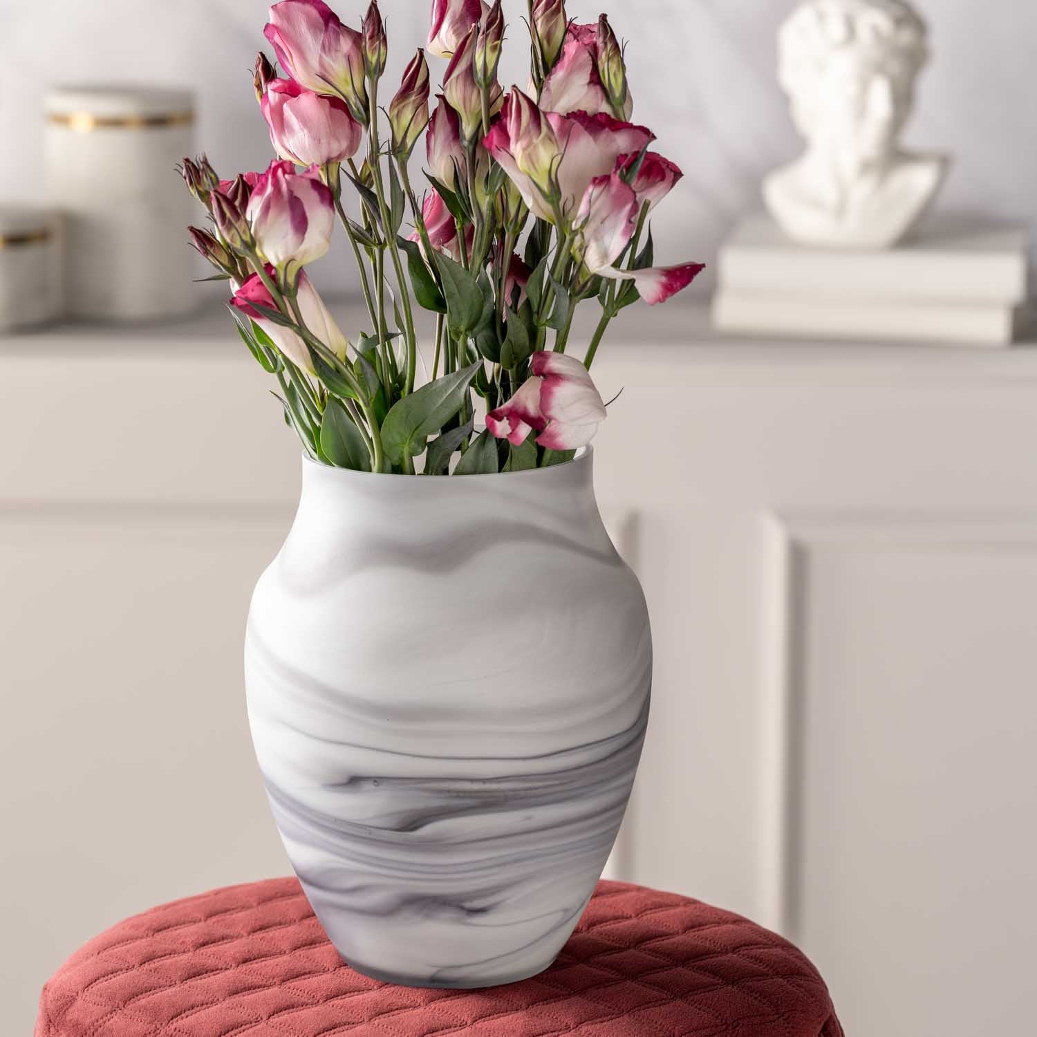 leonardo-poesia-vase-effet-marbre-gris-23-cm-fait-main image 2