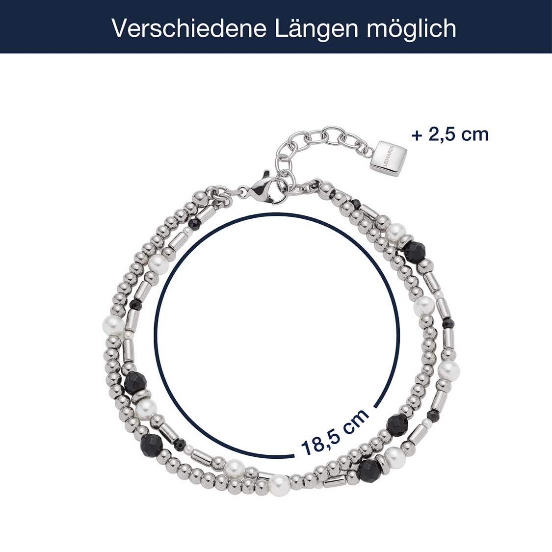 leonardo-sabine-bracelet-perles-noir-blanc-argent image 3