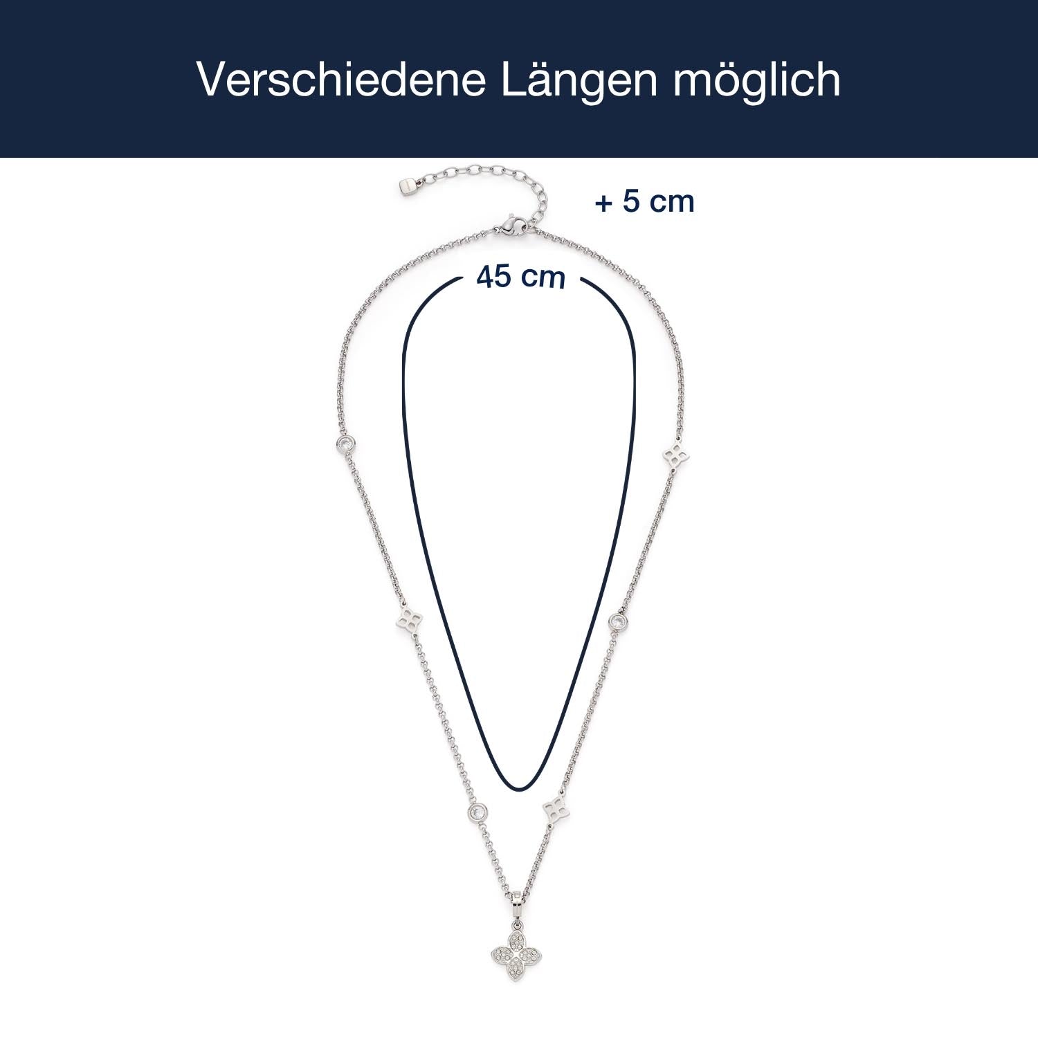 leonardo-ruth-collier-femme-45-cm-acier-vintage-zirconia image 4