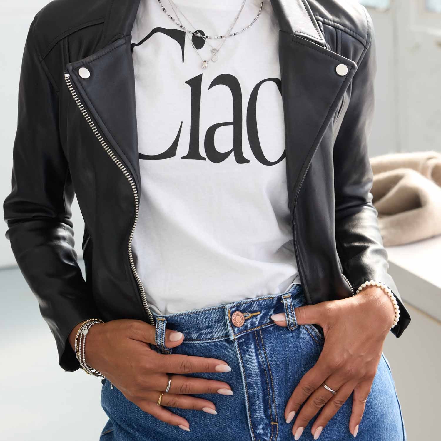 leonardo-lizo-ciao-bracelet-femme-noir-blanc-argent image 6