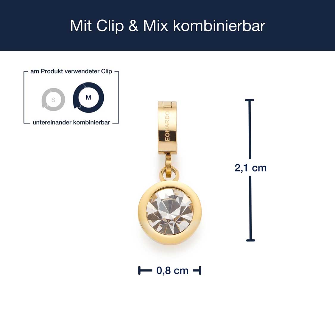 leonardo-clip-mix-lacy-pendentif-dor-zirconia-acier image 4