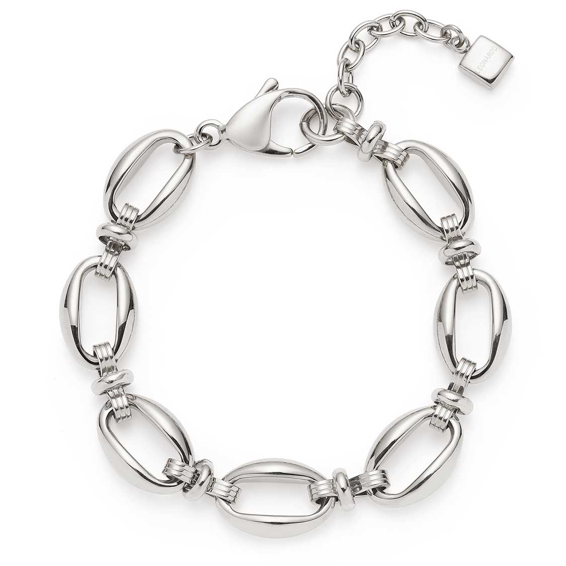 leonardo-andrea-bracelet-acier-argent-maillons-ovales image 1