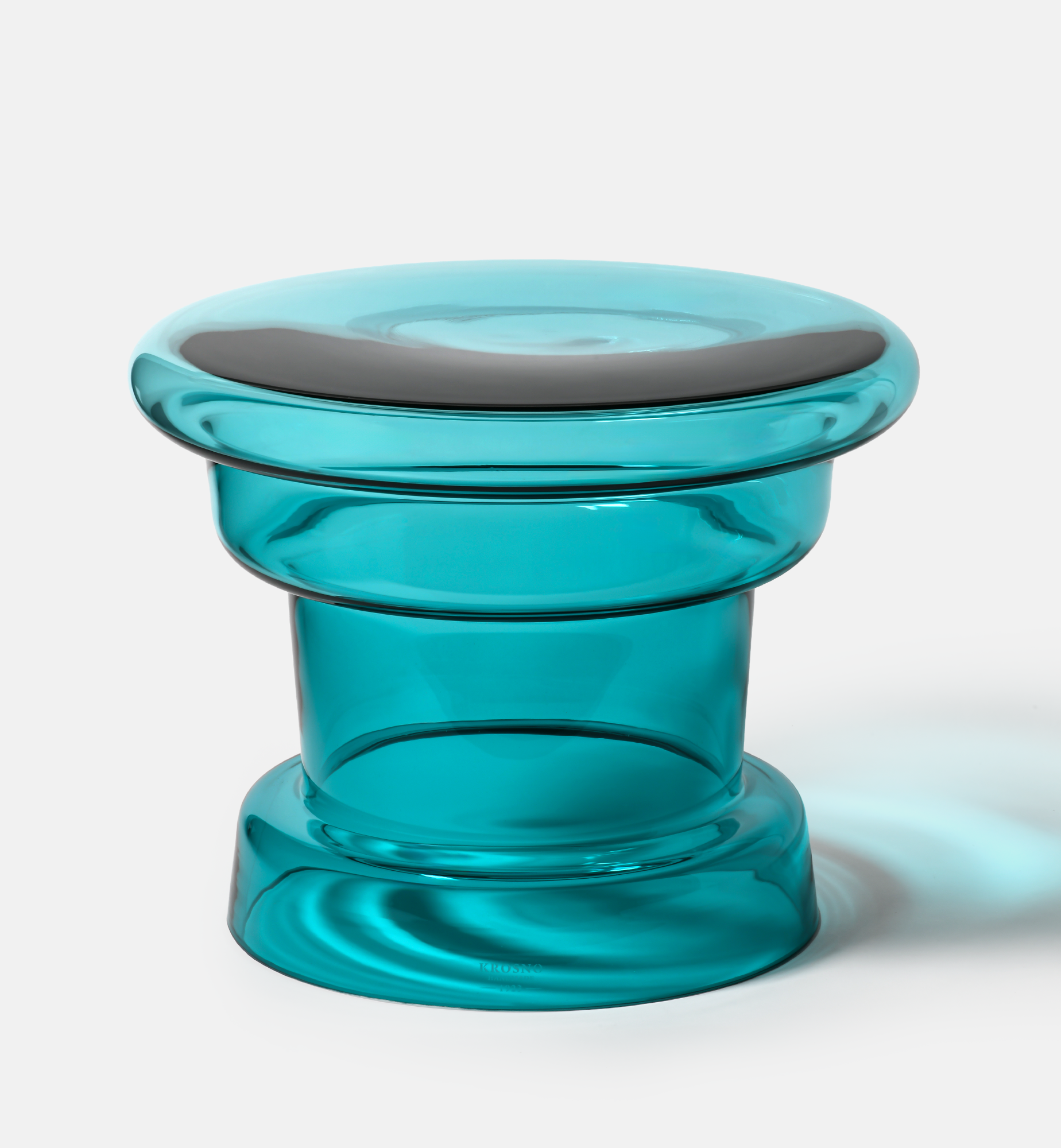 krosno-lazur-table-basse-verre-bleu-30-cm-fait-main image 2