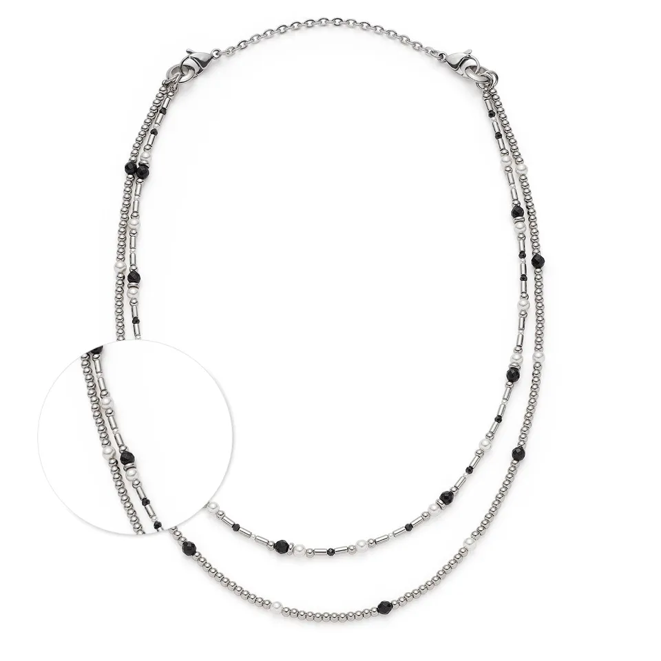 leonardo-sabine-collier-50-cm-noir-blanc-argent image 1