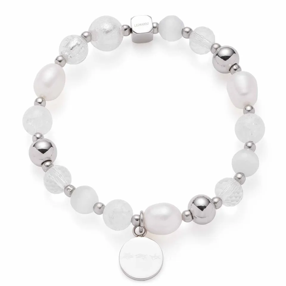 leonardo-hope-bracelet-perles-blanches-lastique-femme image 1