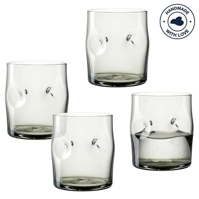 leonardo-vesuvio-verre-eau-300-ml-gris-lot-de-4-fait-main image 1