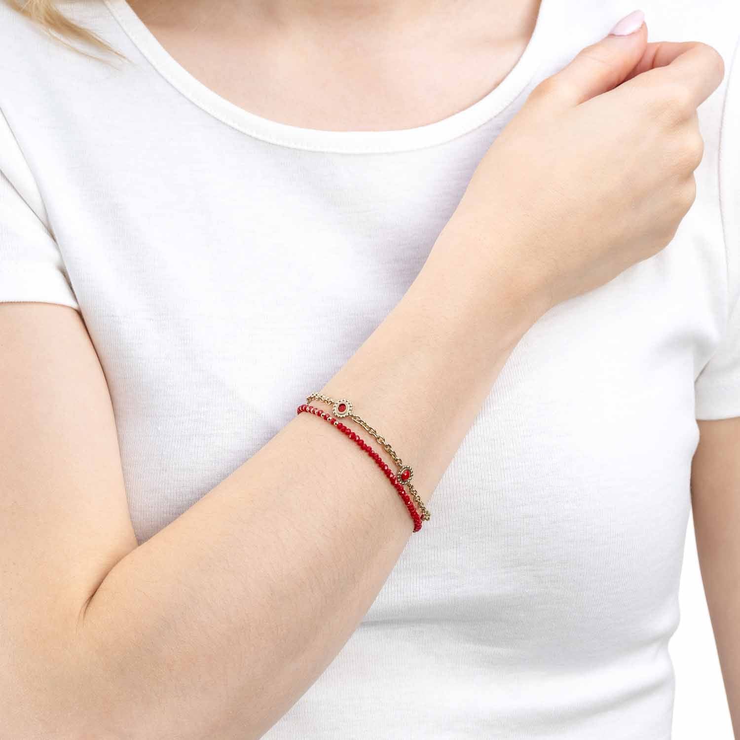 leonardo-florena-bracelet-double-rang-rouge-dor image 2