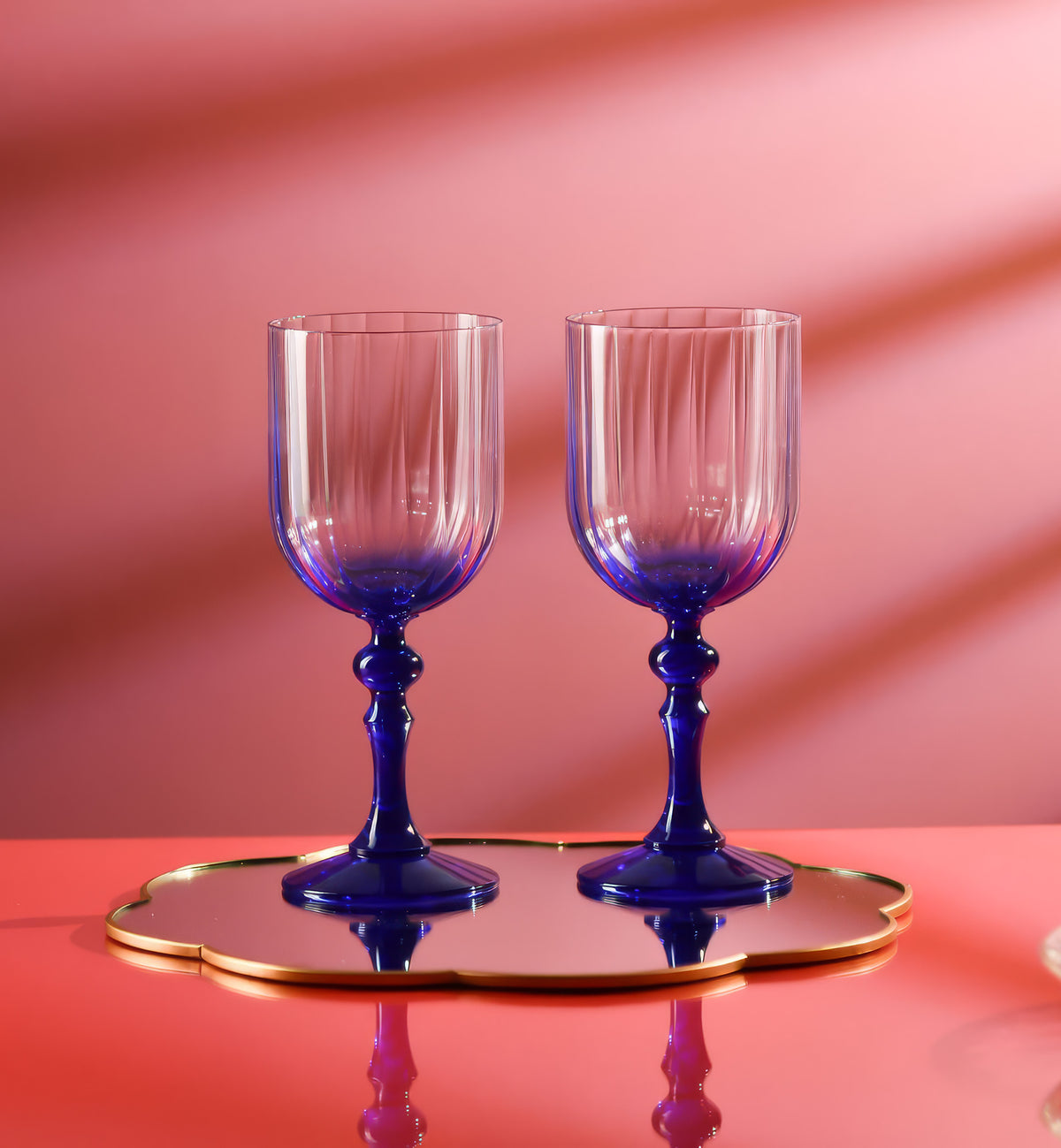 krosno-bubble-verre-vin-300-ml-pied-bleu-marine-ombr image 3