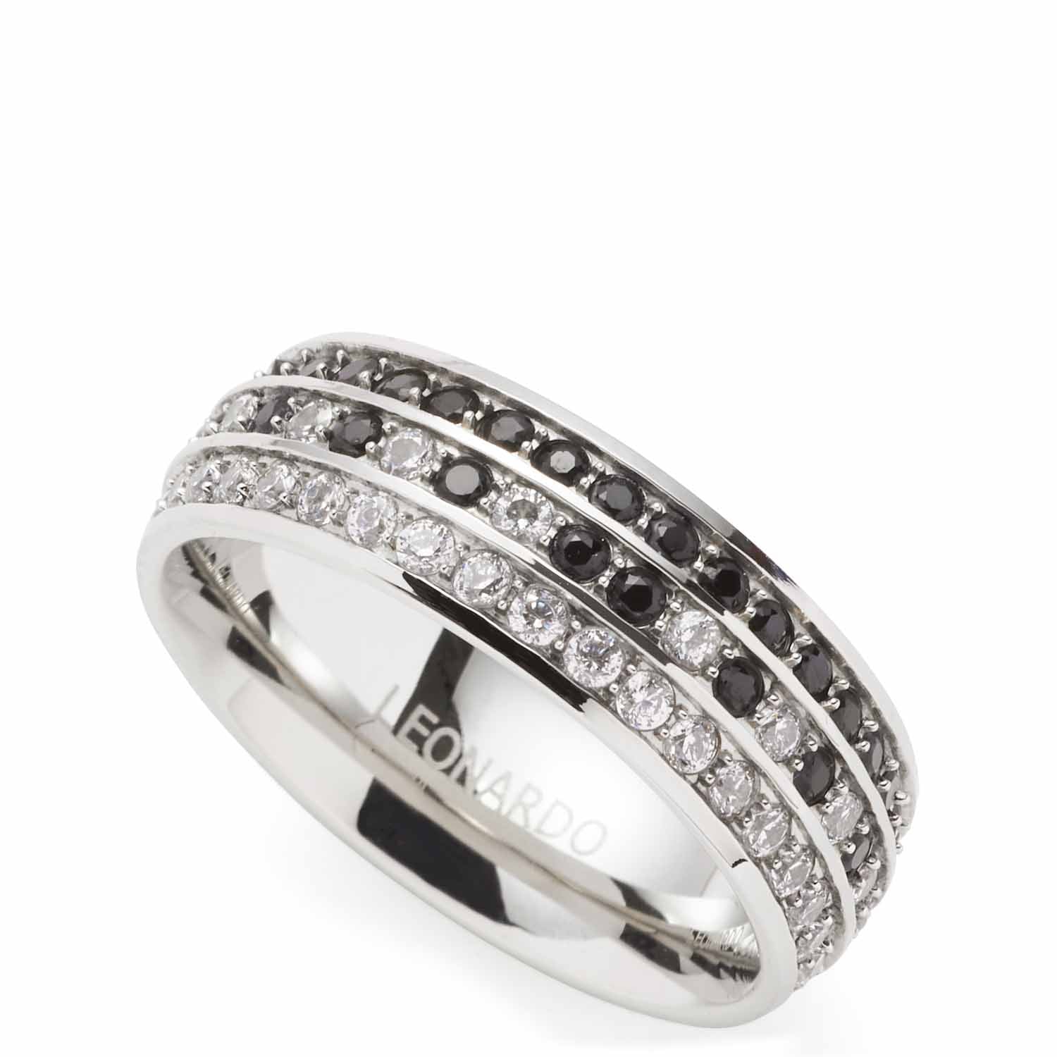 leonardo-atura-21-bague-pav-zircons-noir-argent image 1