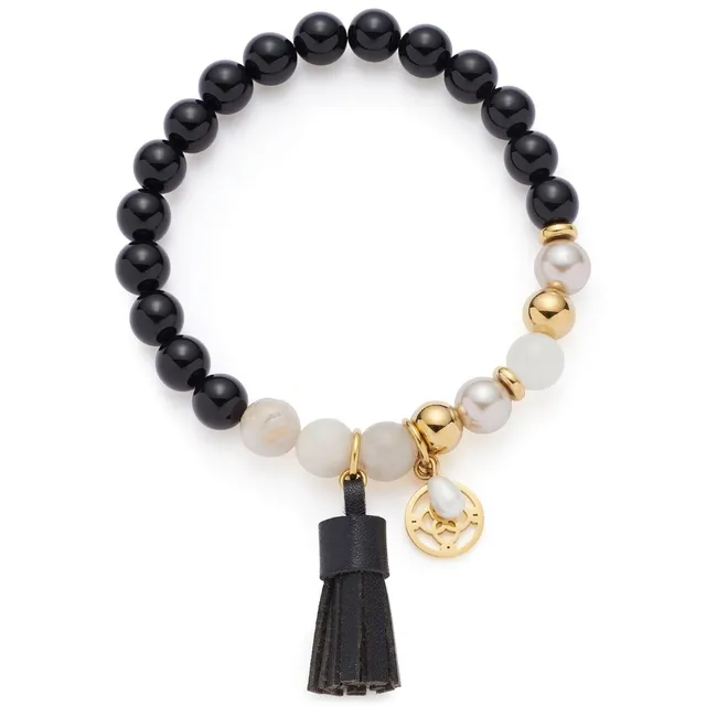 leonardo-eve-bracelet-boho-agate-pompon-noir image 1